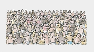 Illustration of multi-ethnic crowd of babies Illustration of multi-ethnic crowd of babies