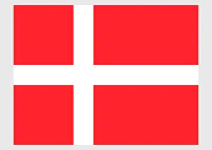 Illustration of national flag of Denmark, with white Scandinavian cross extending to edges of red field Illustration of national flag of Denmark, with white Scandinavian cross extending to edges of red field