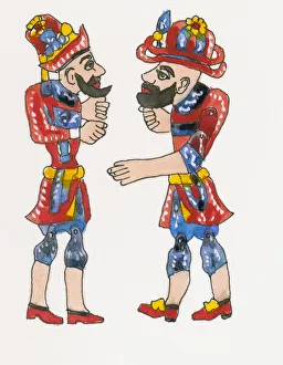 Illustration of Ottoman shadow puppets, Karagoz and Hacivat Illustration of Ottoman shadow puppets, Karagoz and Hacivat