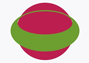 Illustration of pink planet with green ring Illustration of pink planet with green ring