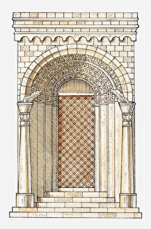Illustration of Romanseque portal of Lund Cathedral, Sweden, c. 1103 Illustration of Romanseque portal of Lund Cathedral, Sweden, c. 1103