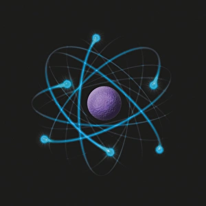 Illustration of Rutherford model of the atom, consisting of nucleus and negatively charged electrons Illustration of Rutherford model of the atom, consisting of nucleus and negatively charged electrons