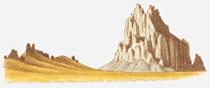 Illustration of Ship Rock Towers, New Mexico, USA Illustration of Ship Rock Towers, New Mexico, USA