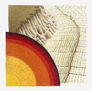 Illustration showing where tectonic plates divide Illustration showing where tectonic plates divide