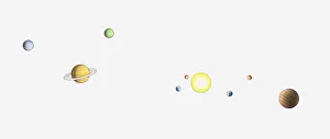 Illustration of the solar system including the first eight planets in their relative orbits around the sun Illustration of the solar system including the first eight planets in their relative orbits around the sun