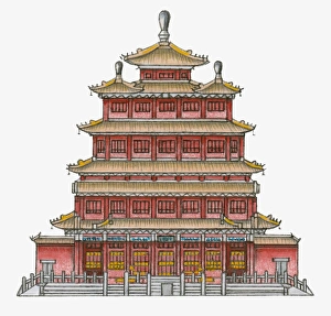 Illustration of traditional Chinese storied pavilion Illustration of traditional Chinese storied pavilion