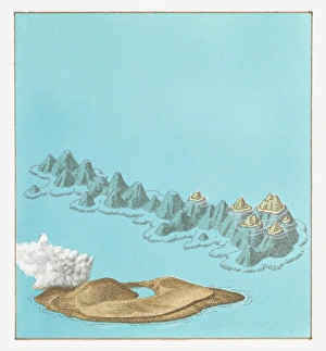 Illustration of volcanic island of Surtsey (belonging to Iceland Illustration of volcanic island of Surtsey (belonging to Iceland