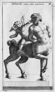 Black-and-White Print of an 18th Century Centaur Depiction