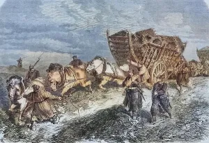 Franco Prussian War Artwork Prints: Procuring construction material outside Paris