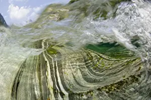 Sedimentary Rock Layers Prints: Inside a waterfall in the Verzasca River
