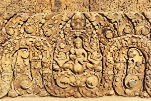Intricate sandstone bas relief, Banteay Srei Intricate sandstone bas relief, Banteay Srei