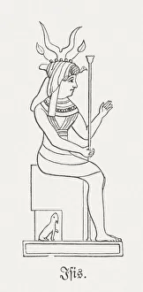 Isis, egyptian goddess, wood engraving, published in 1881 Isis, egyptian goddess, wood engraving, published in 1881