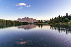 Two Jack Lake and Mount Rundle reflection in Canada at sunset Two Jack Lake and Mount Rundle reflection in Canada at sunset