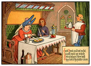 Jack Sprat Could Eat No Fat - Victorian nursery rhyme illustration Jack Sprat Could Eat No Fat - Victorian nursery rhyme illustration