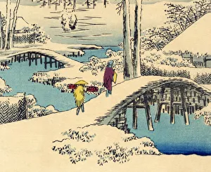 Japanese Woodblock Snow Print by Hiroshige Japanese Woodblock Snow Print by Hiroshige