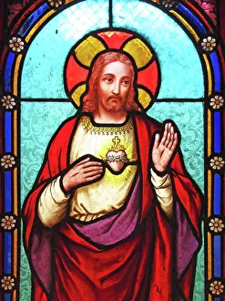 Jesus Christ on an antique stained glass window Jesus Christ on an antique stained glass window