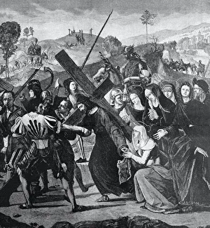 Jesus with the cross on the way to Golgotha Jesus with the cross on the way to Golgotha