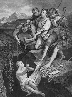 Joseph in the Pit Print, an engraving after a painting by Northcote
