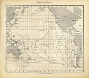 June, July and August Sailing Ship Routes Chart, Pacific Ocean June, July and August Sailing Ship Routes Chart, Pacific Ocean