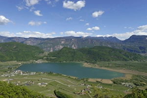 Kalterer See from Altenburg, Kaltern, Uberetsch, South Tyrolean Unterland, South Tyrol Kalterer See from Altenburg, Kaltern, Uberetsch, South Tyrolean Unterland, South Tyrol