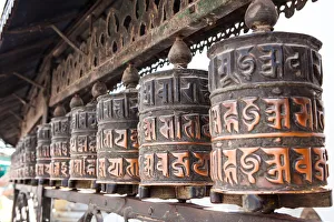 Kathmandu, Nepal, Unesco World Heritage Site, Buddhism, prayer wheels, Colour Image Kathmandu, Nepal, Unesco World Heritage Site, Buddhism, prayer wheels, Colour Image