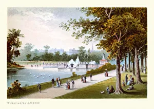 In Kensington Gardens, Victorian London, 19th Century Art print In Kensington Gardens, Victorian London, 19th Century Art print