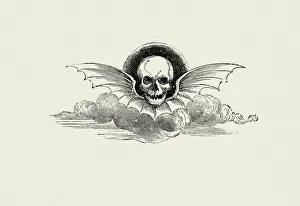 La Fontaine's Fables - Winged Deaths Head La Fontaine's Fables - Winged Deaths Head