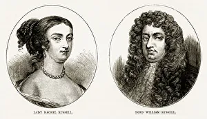 Lady Rachel Russell and Lord William Russell of Woburn, England Victorian Engraving Lady Rachel Russell and Lord William Russell of Woburn, England Victorian Engraving