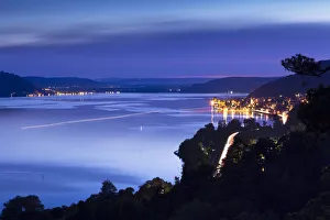 Lake Constance at the blue hour, with Sipplingen and Bodman, Baden-Wuerttemberg, Germany Lake Constance at the blue hour, with Sipplingen and Bodman, Baden-Wuerttemberg, Germany