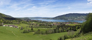 Lake Tegernsee with Bad Wiessee, Tegernsee valley, Upper Bavaria, Bavaria, Germany, Europe Lake Tegernsee with Bad Wiessee, Tegernsee valley, Upper Bavaria, Bavaria, Germany, Europe