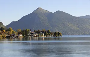 Lake Walchensee, Lake Walchen and the town of Walchensee, Jochberg mountain at the back Lake Walchensee, Lake Walchen and the town of Walchensee, Jochberg mountain at the back
