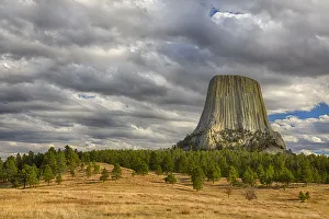 Landscape with Devils Tower rock formation at Devils Tower National Monument, Crook County, Wyoming, USA Landscape with Devils Tower rock formation at Devils Tower National Monument, Crook County, Wyoming, USA