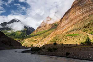 Landscape of mountain range near Keylong, India Landscape of mountain range near Keylong, India
