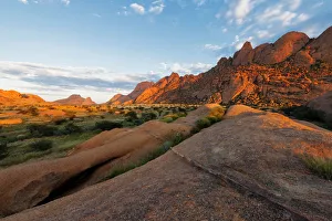 Landscape photo of the Spitzkoppe granite mountains at sunrise Landscape photo of the Spitzkoppe granite mountains at sunrise