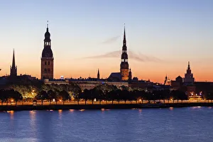 Latvia, Riga, View of city across River Daugava Latvia, Riga, View of city across River Daugava