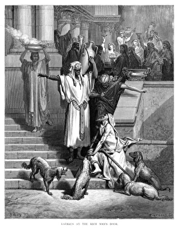 Lazarus at the rich mans door engraving 1870 Lazarus at the rich mans door engraving 1870