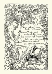 Antique Engravings For Sale Prints: William Shakespeares Sonnet V leads Summer on To hideous Winter