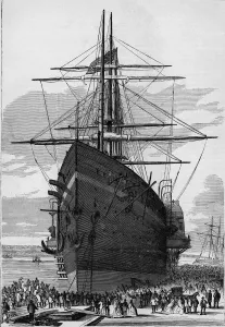 Isambard Kingdom Brunel (1806 - 1859) Prints: Print of The Great Eastern at Dock in New York