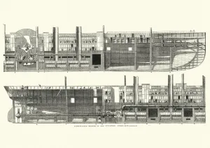 Isambard Kingdom Brunel Prints: Longitudinal cross section of SS Great Eastern, Leviathan, Steamship, 19th Century