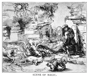 Leonardo Da Vinci Prints: Leonardo Da Vinci - Scene of Magic Print (1898 Engraving)