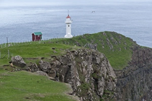 Lighthouse, Akraberg, the southernmost point of Suouroy, Faroe Islands, Denmark Lighthouse, Akraberg, the southernmost point of Suouroy, Faroe Islands, Denmark