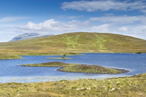 Loch Mudale, the 927 m high Ben Hope Mountain on the horizon, Altnaharra, Northern Highlands, Scotland, United Kingdom Loch Mudale, the 927 m high Ben Hope Mountain on the horizon, Altnaharra, Northern Highlands, Scotland, United Kingdom