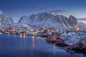 Lofoten Islands landscape in Norway over polar circle. Seasonal winter snowy landscape of Lofoten Islands landscape in Norway over polar circle. Seasonal winter snowy landscape of
