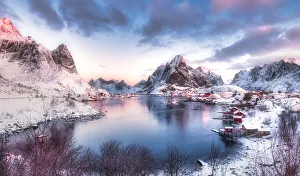 Lofoten in northern Norway. Photographed at dusk in winter Lofoten in northern Norway. Photographed at dusk in winter