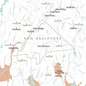 MA Worcester New Braintree Vector Road Map MA Worcester New Braintree Vector Road Map