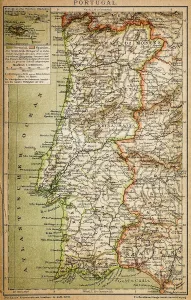 Prints of Antique illustration engraving map og Portugal Portugal Prints: Antique Map Print of Portugal Engraving