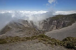 Main crater Irazu Volcano with rising clouds, Irazu Volcano National Park, Parque Main crater Irazu Volcano with rising clouds, Irazu Volcano National Park, Parque