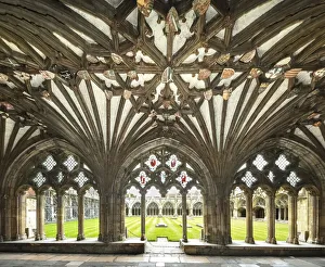 Majestic tracery details in Canterbury Cathedral's Gothic cloister in Canterbury, Kent Majestic tracery details in Canterbury Cathedral's Gothic cloister in Canterbury, Kent