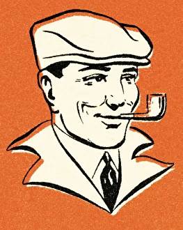 Man with pipe and driving cap Man with pipe and driving cap
