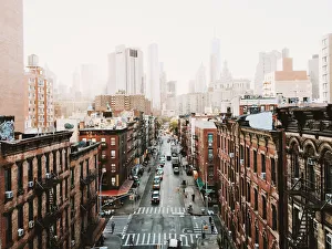 Manhattan downtown skyline seen from above, New York City, USA Manhattan downtown skyline seen from above, New York City, USA